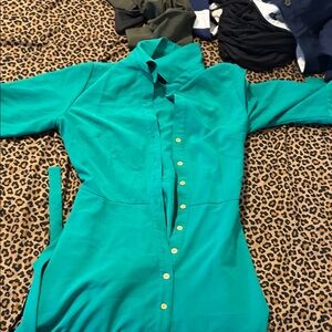 Teal Button-Up Dress